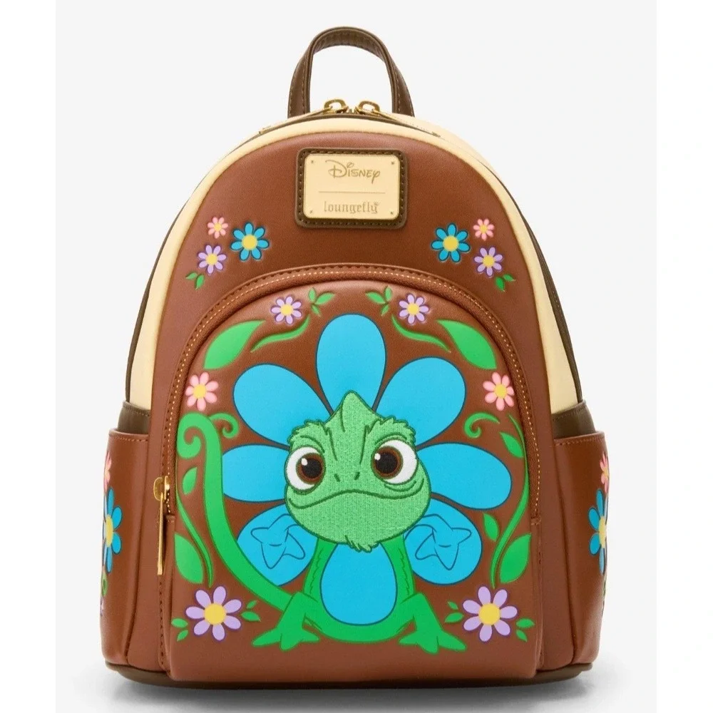 Loungefly Disney Tangled Pascal Chameleon‎ Floral Embroidered Backpack & WALLET